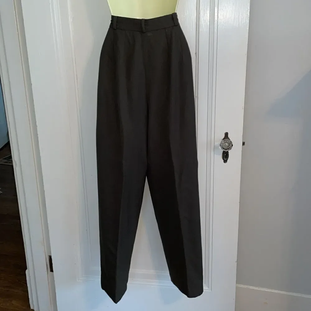 Vtg 70s/80s JH Collectibles dark army‎ green high waisted pleat front pants - Picture 4 of 15
